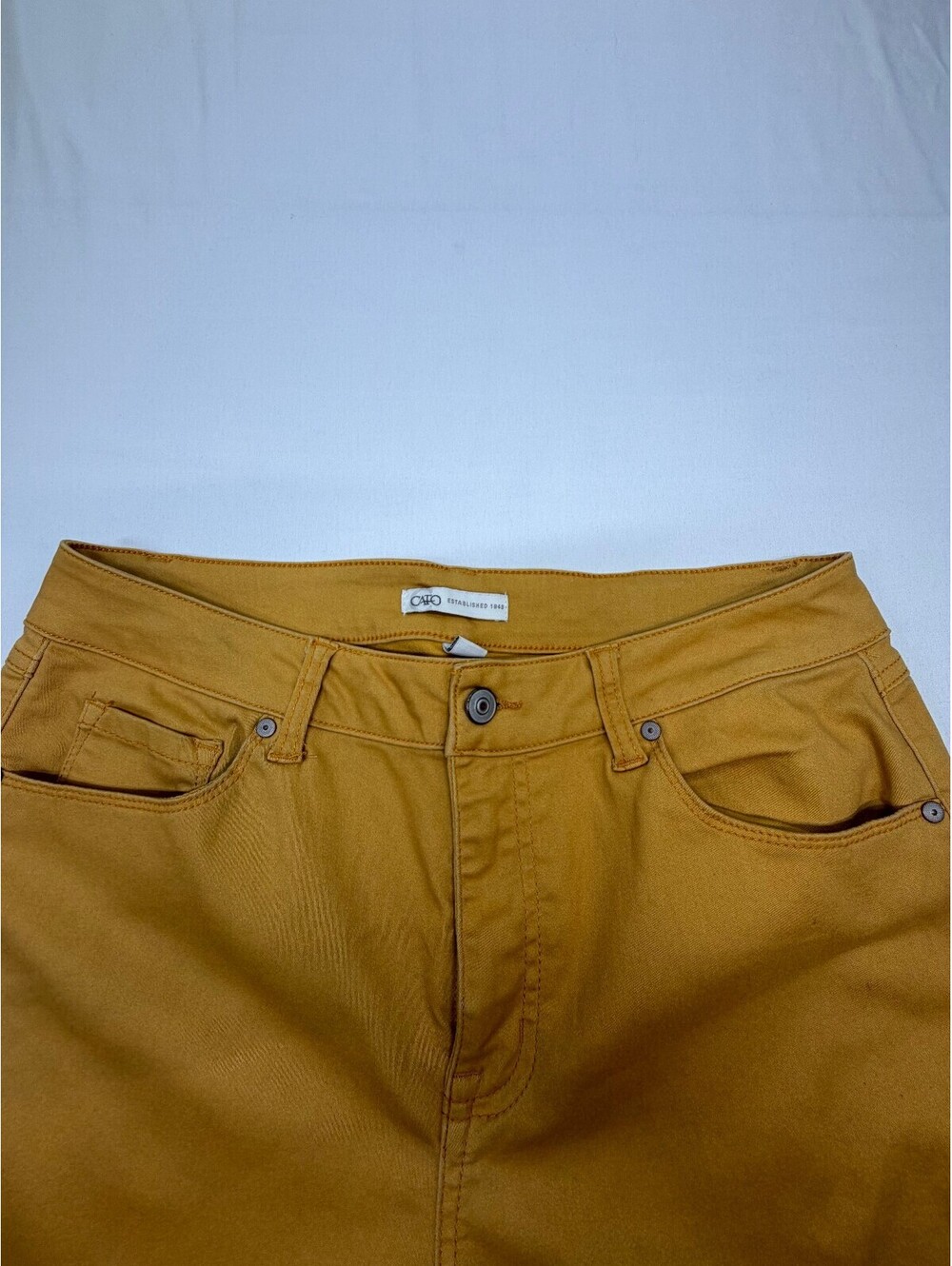 Cato Women's Straight Jeans High Rise 5-Pocket Stretch Size 12 Mustard - Picture 9 of 15